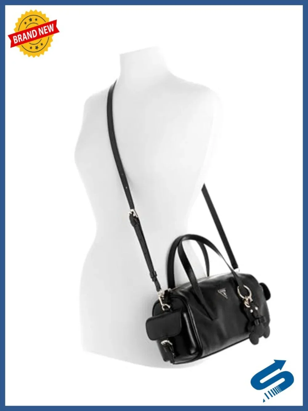 Kassie Small Box Satchel with Shiny Gold Hardware and Crossbody Strap